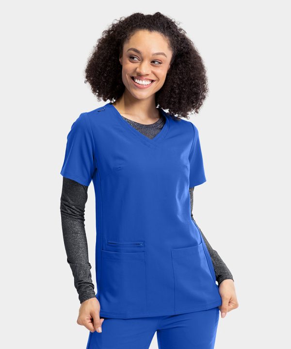 Women's Sporty Solid Double V-Neck Top | 3852