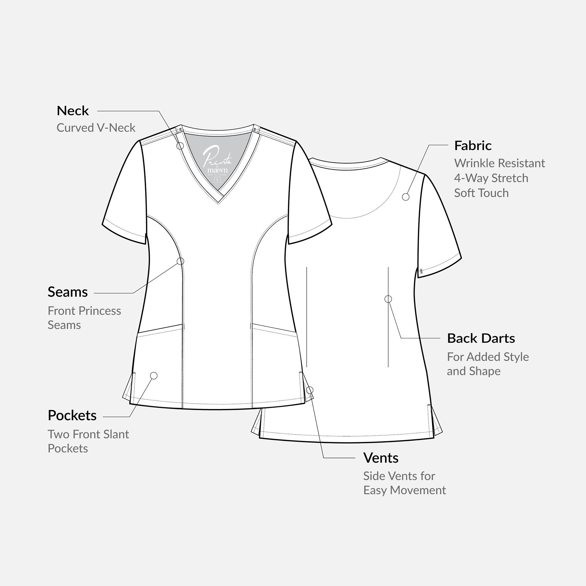 Women's Curved V-Neck Print Top | 1797 - Image 4