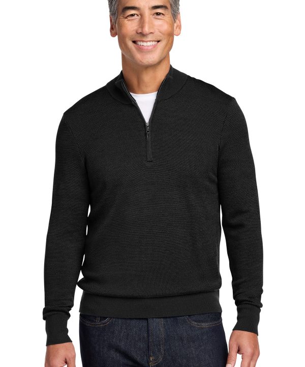 Brooks Brothers ®  Washable Merino Birdseye 1/4-Zip Sweater BB18412