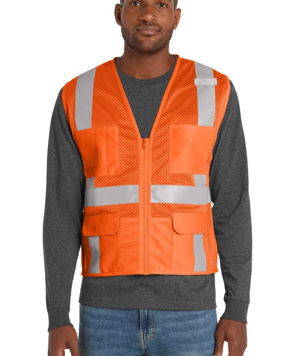 CornerStone  ®  ANSI 107 Class 2 Mesh Six-Pocket Zippered Vest. CSV104