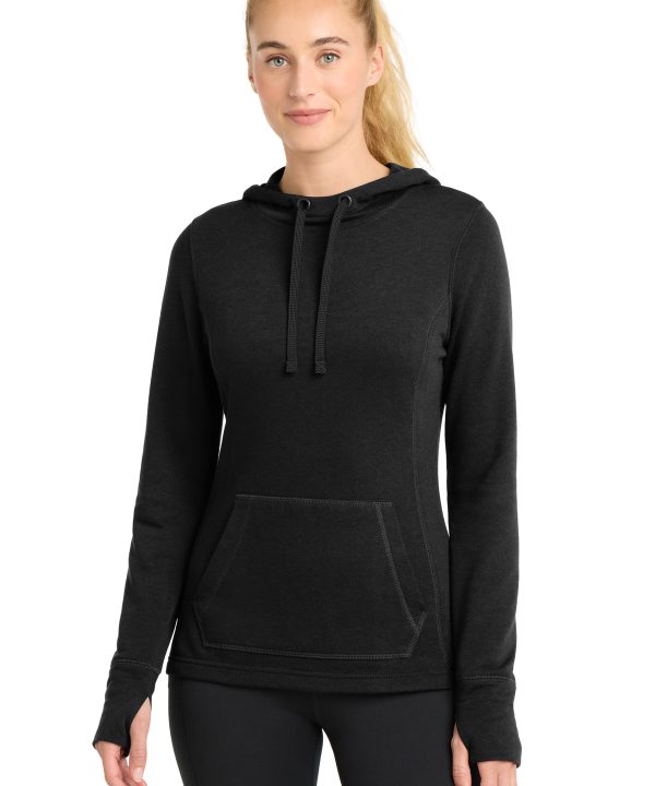 Sport-Tek  ®  Women's PosiCharge  ®  Tri-Blend Wicking Fleece Hooded Pullover. LST296