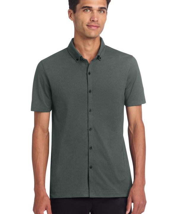 Mercer+Mettle ®  Stretch Pique Full-Button Polo MM1006